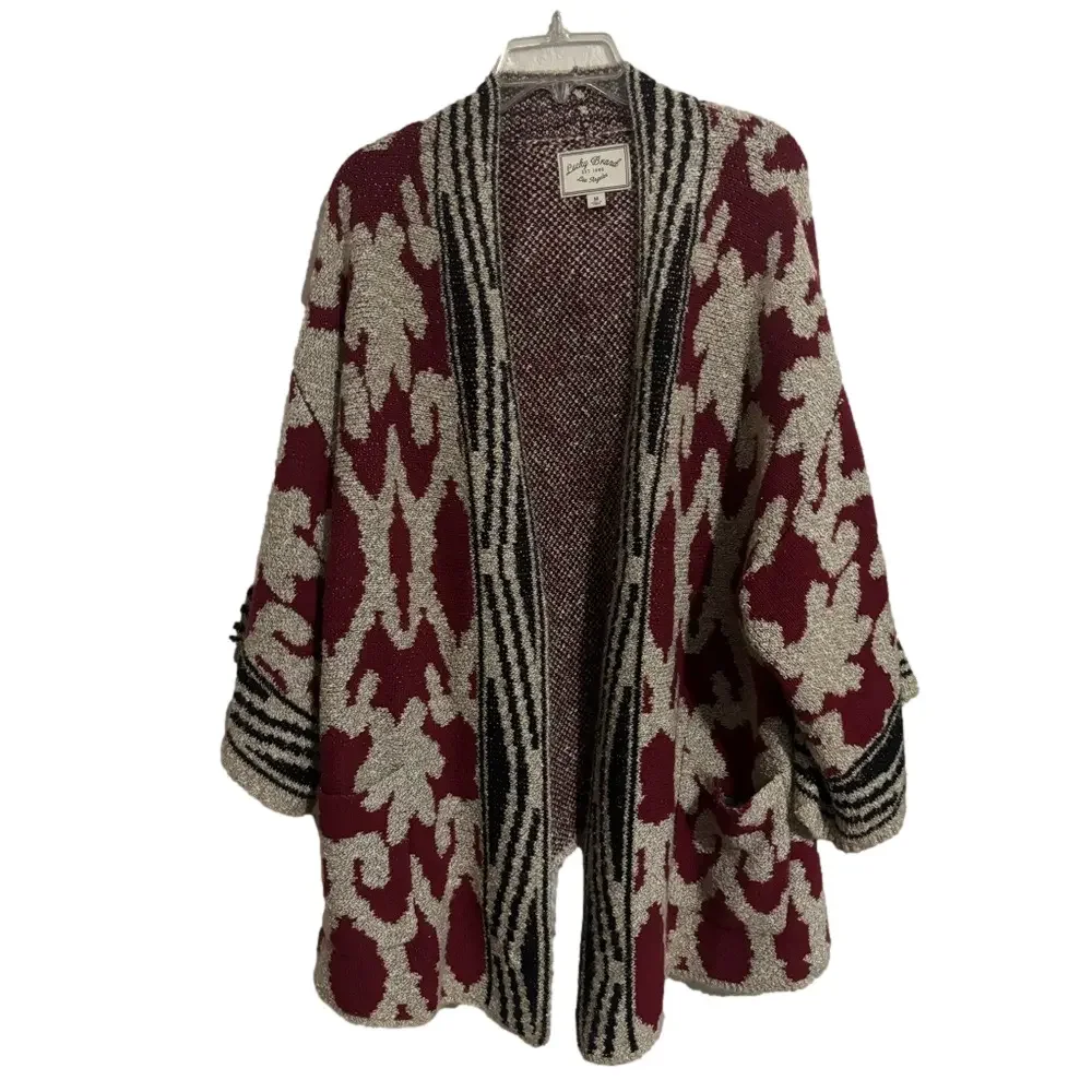 Lucky Brand Burgundy and Cream Cardigan - Picture 1 of 5